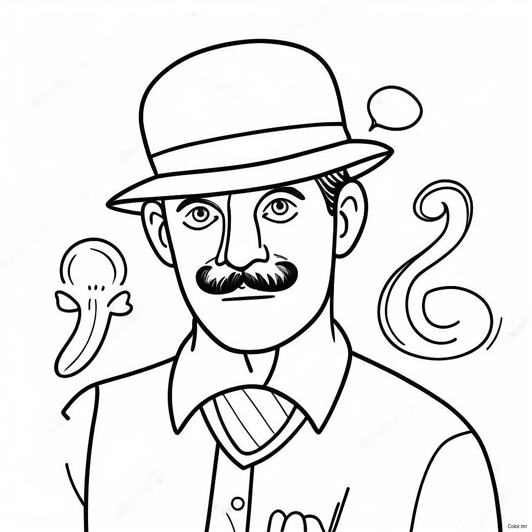 Funny Weird Dad With A Mustache Coloring Page 64080 52996