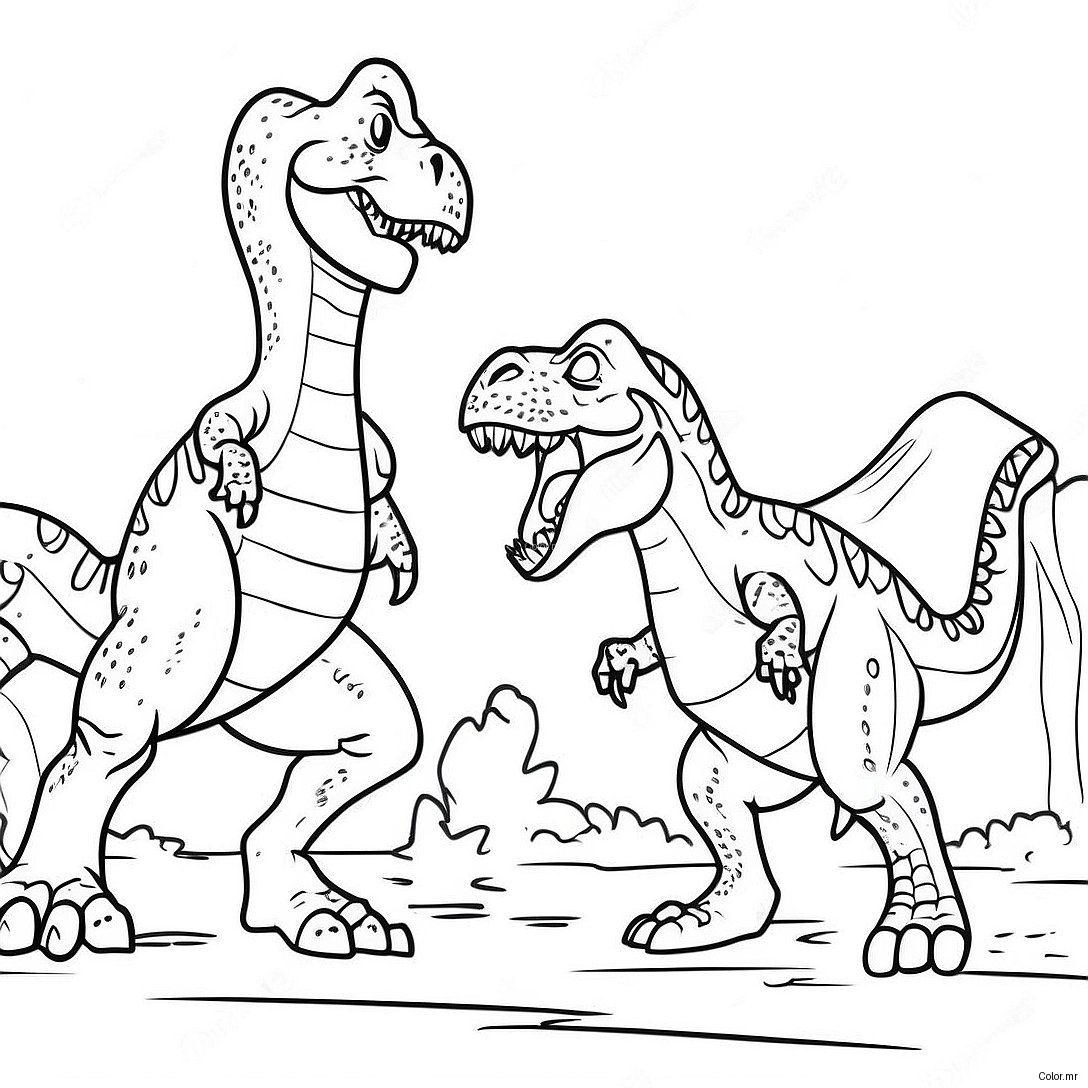 Giganotosaurus Vs T Rex Epic Battle Coloring Page 48834 40565