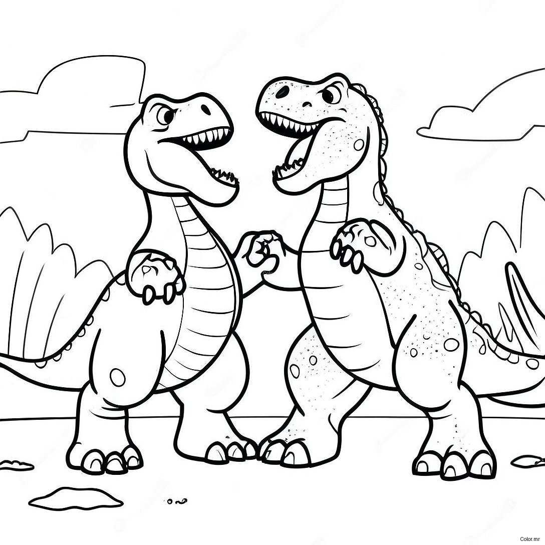 Giganotosaurus Vs T Rex Epic Battle Coloring Page 48834 40566