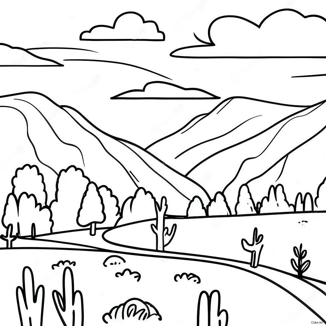 Great Smoky Mountains Scenic View Coloring Page 63529 52561