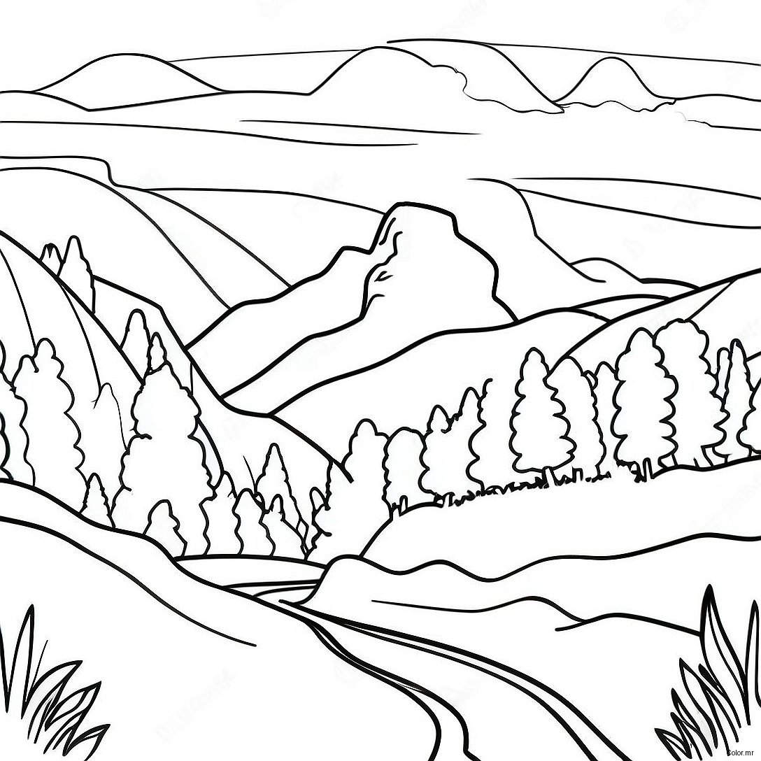 Great Smoky Mountains Scenic View Coloring Page 63529 52563