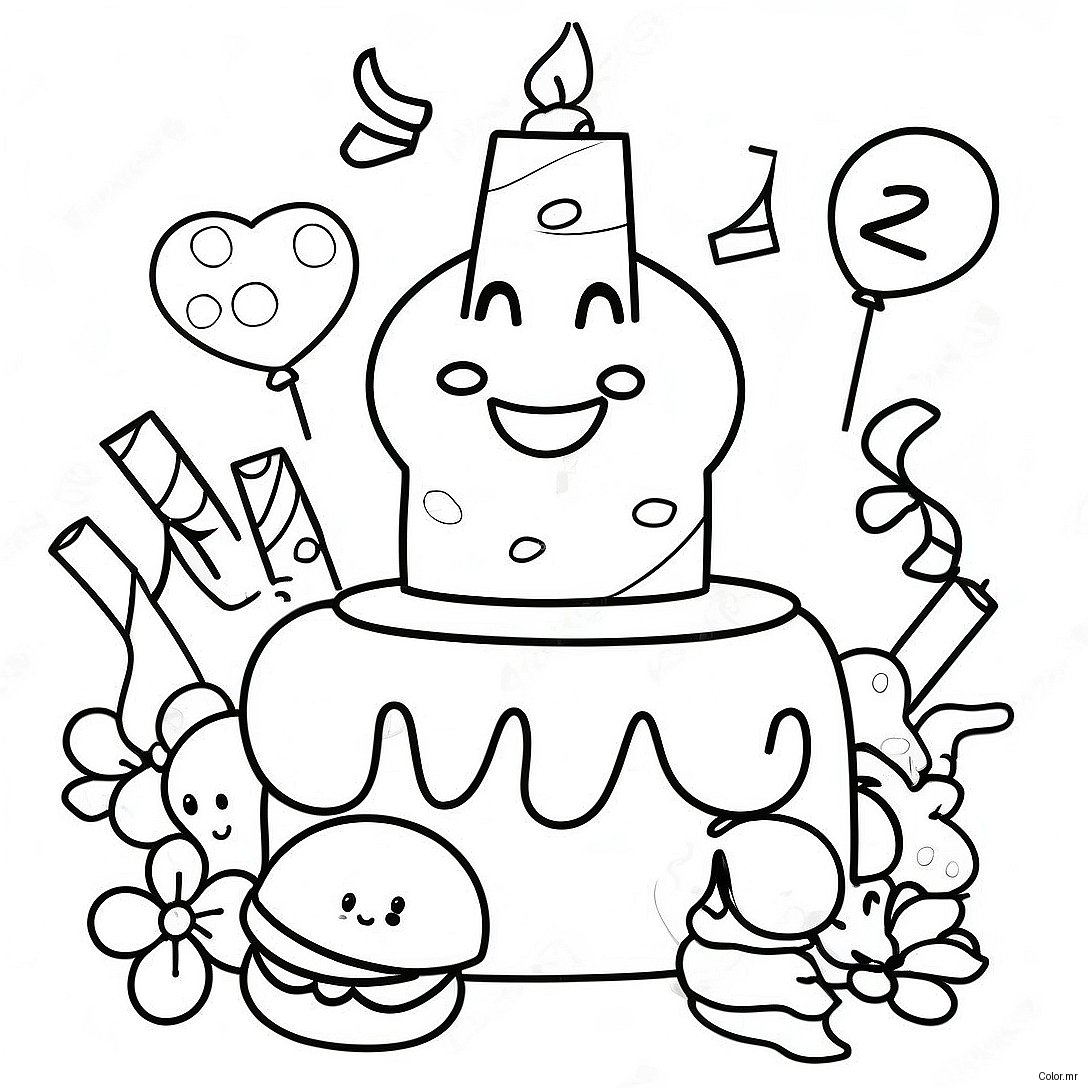 Happy 2nd Birthday Celebration Coloring Page 23373 21434