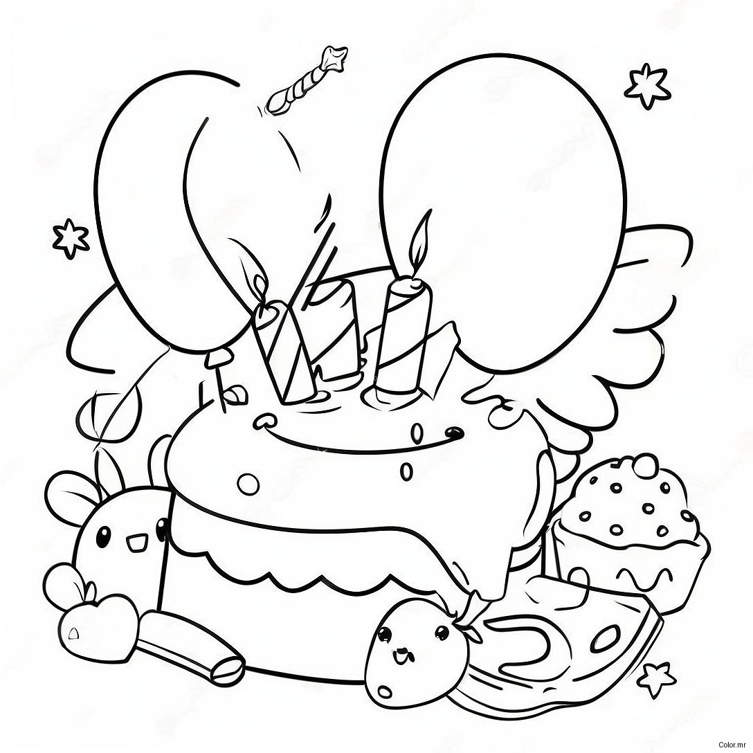 Happy 2nd Birthday Celebration Coloring Page 23373 21436