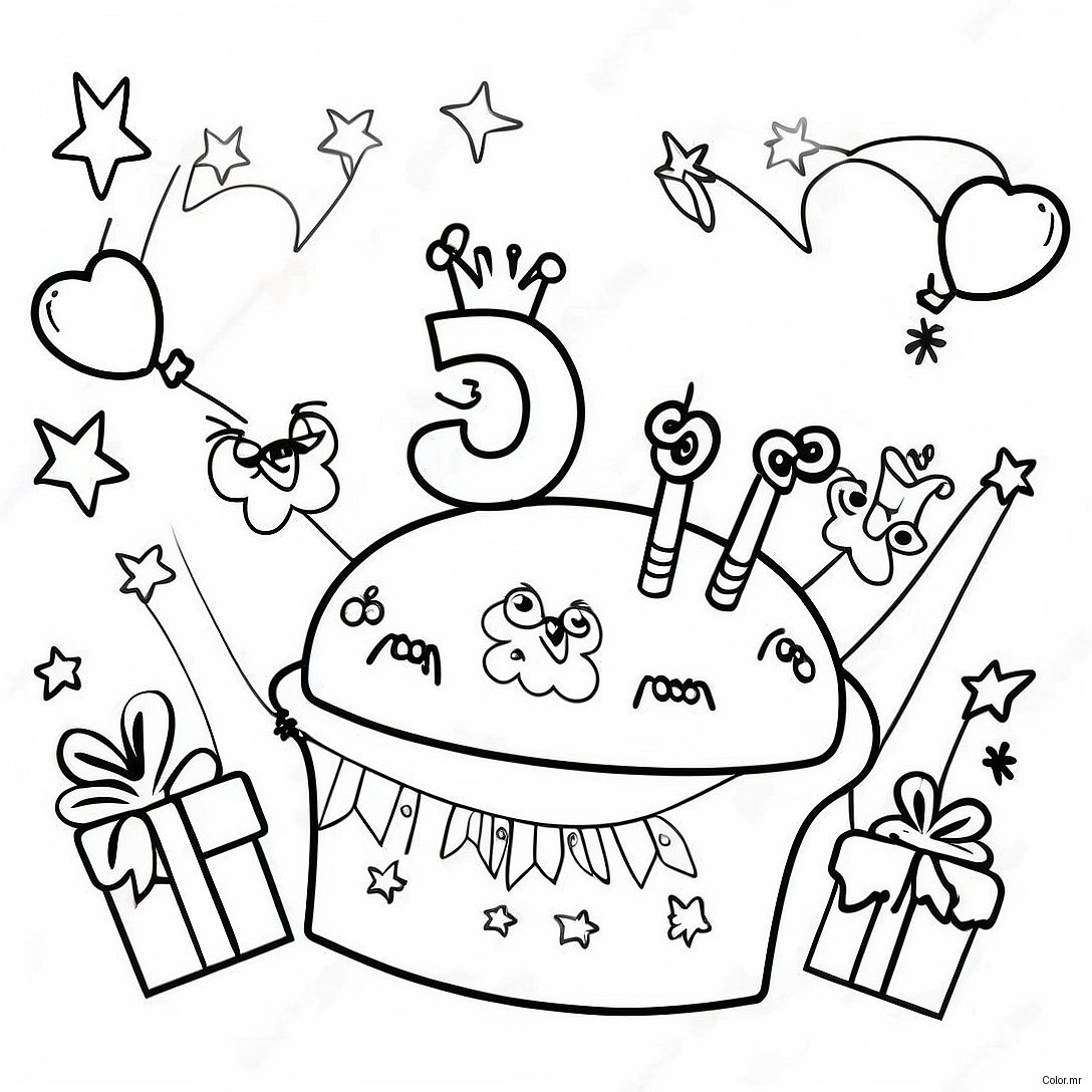 Happy 3rd Birthday Celebration Coloring Page 29537 26634