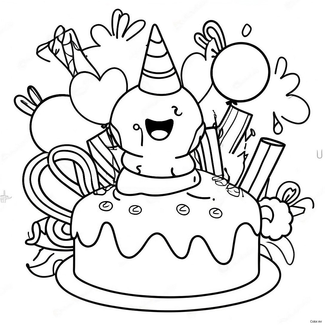 Happy 3rd Birthday Celebration Coloring Page 29537 26636