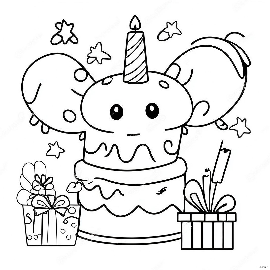 Happy 8th Birthday Celebration Coloring Page 28345 25700