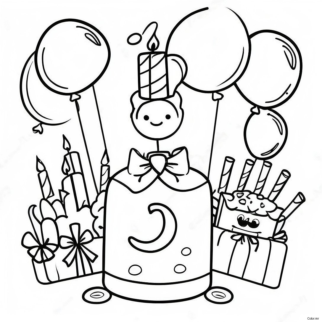 Happy 9th Birthday Celebration Coloring Page 52876 43960