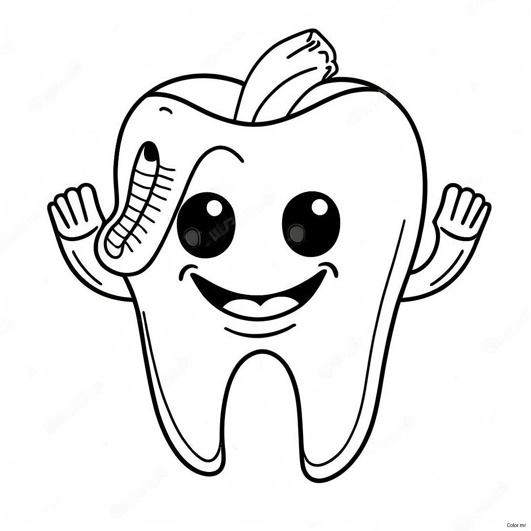 Happy Tooth With Sunglasses Coloring Page 4111 3318