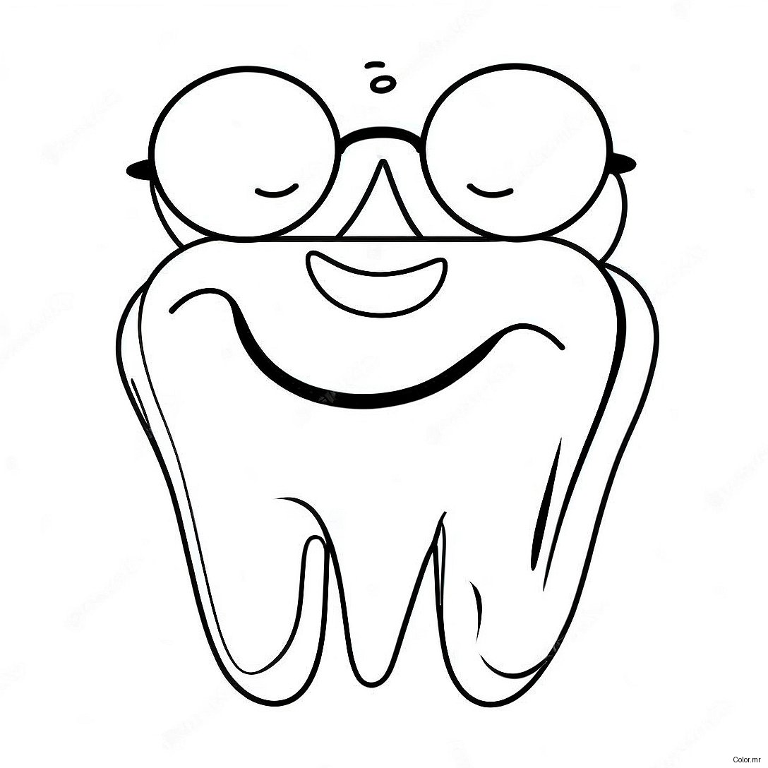 Happy Tooth With Sunglasses Coloring Page 4111 3320