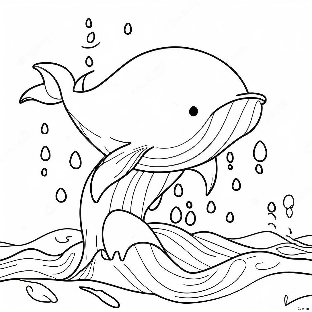 Happy Whale Splashing In The Ocean Coloring Page 28987 26205