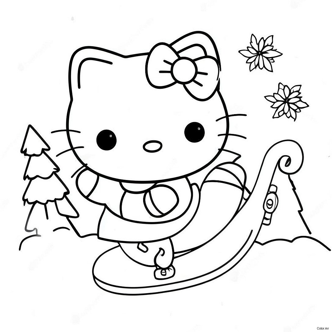 Ice Skating Hello Kitty Christmas Coloring Page 54290 45205