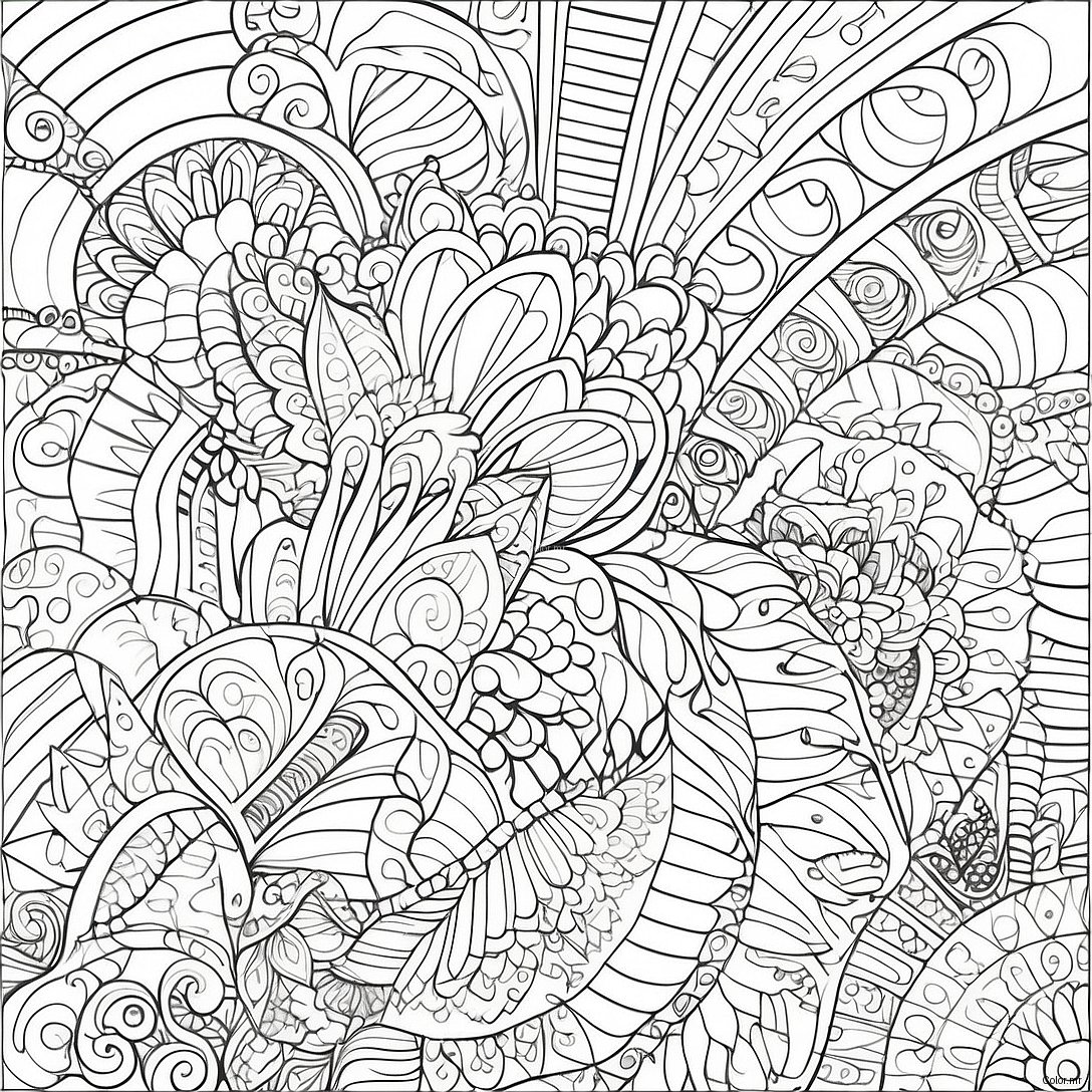 Intricate Bold Line Patterns Coloring Page 12968 10777
