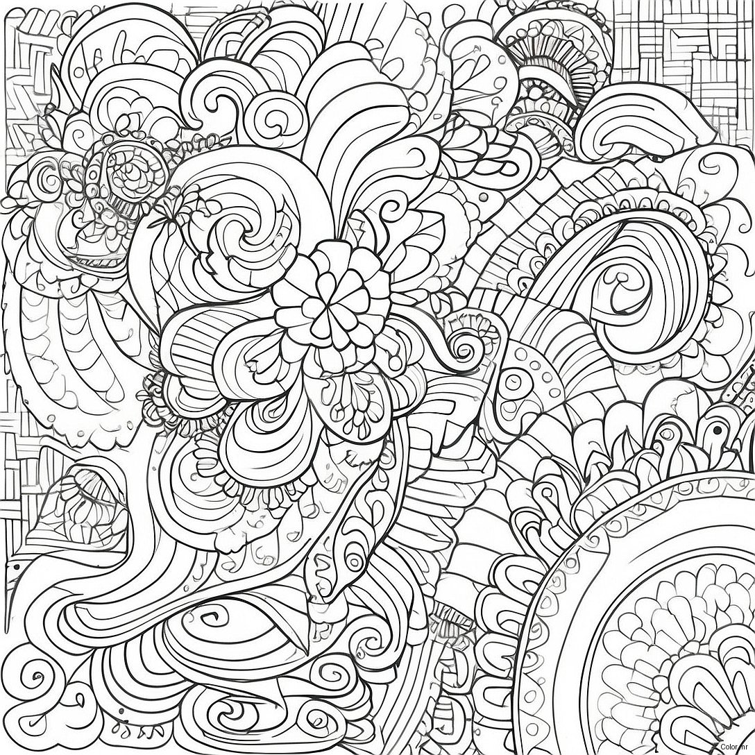 Intricate Bold Line Patterns Coloring Page 12968 10778