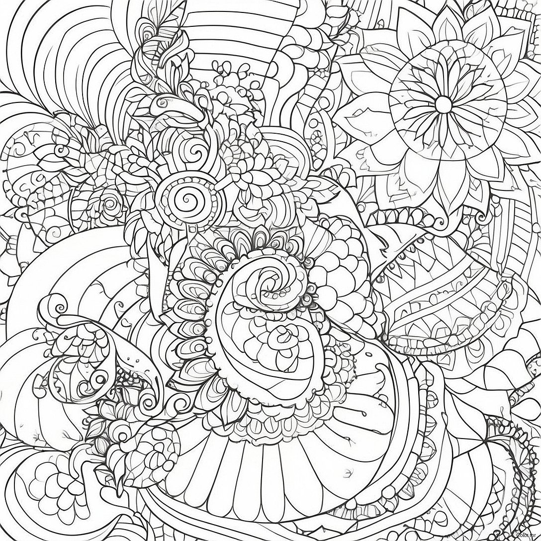 Intricate Bold Line Patterns Coloring Page 12968 10780
