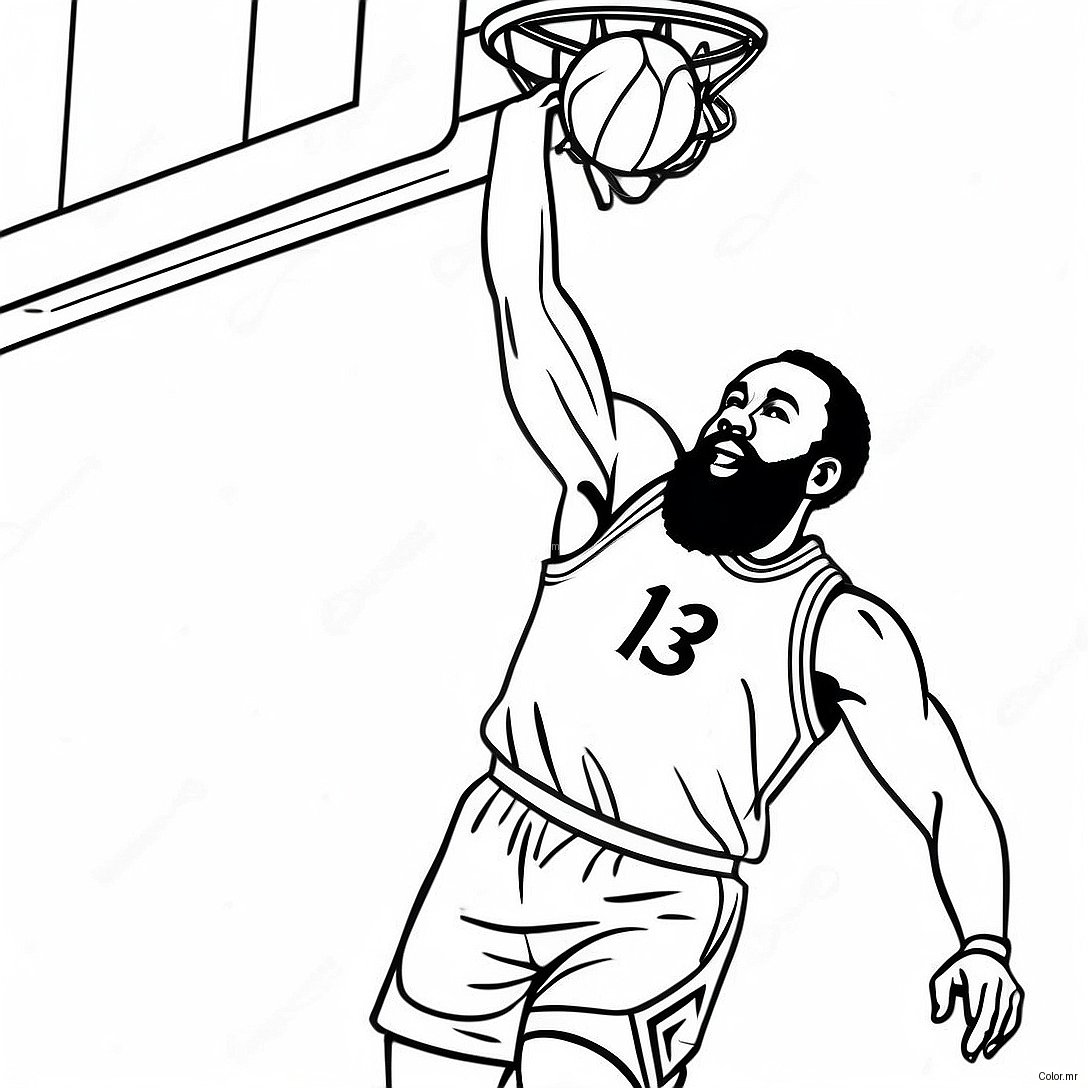 James Harden Dunking Basketball Coloring Page 53899 44917
