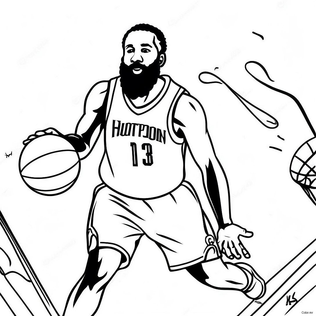 James Harden Dunking Basketball Coloring Page 53899 44918