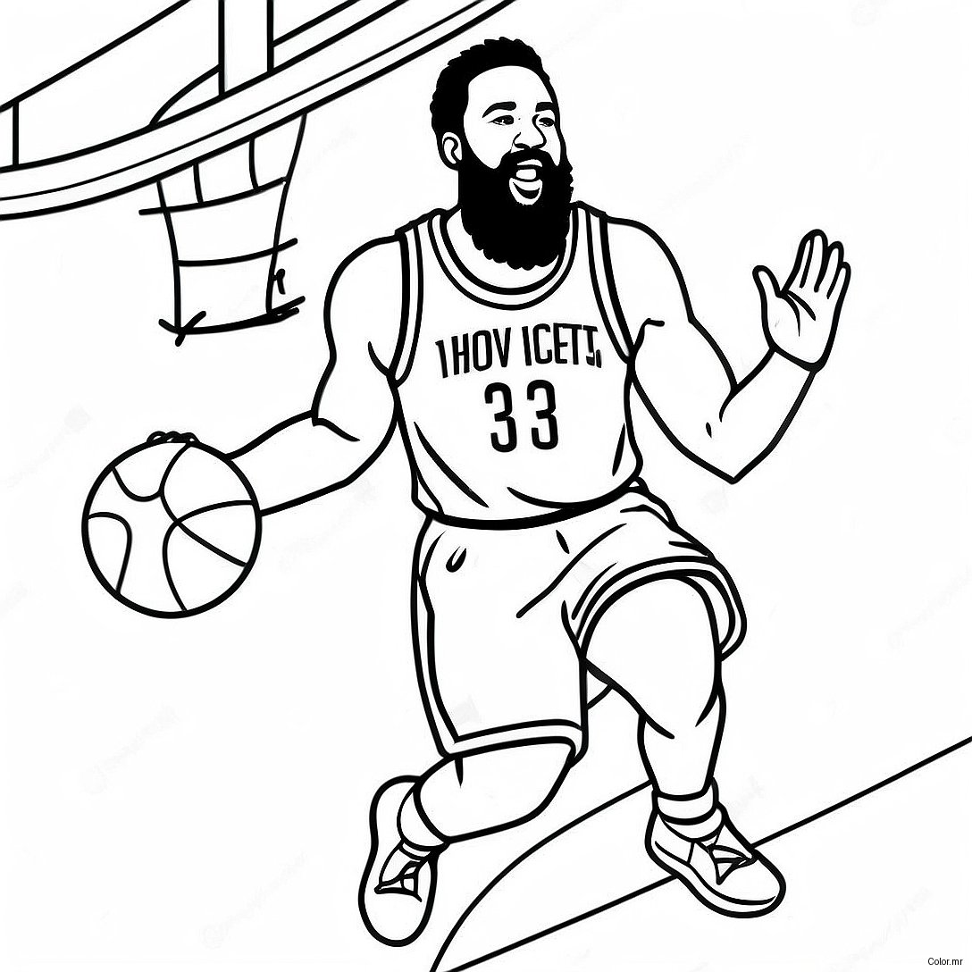 James Harden Dunking Basketball Coloring Page 53899 44919