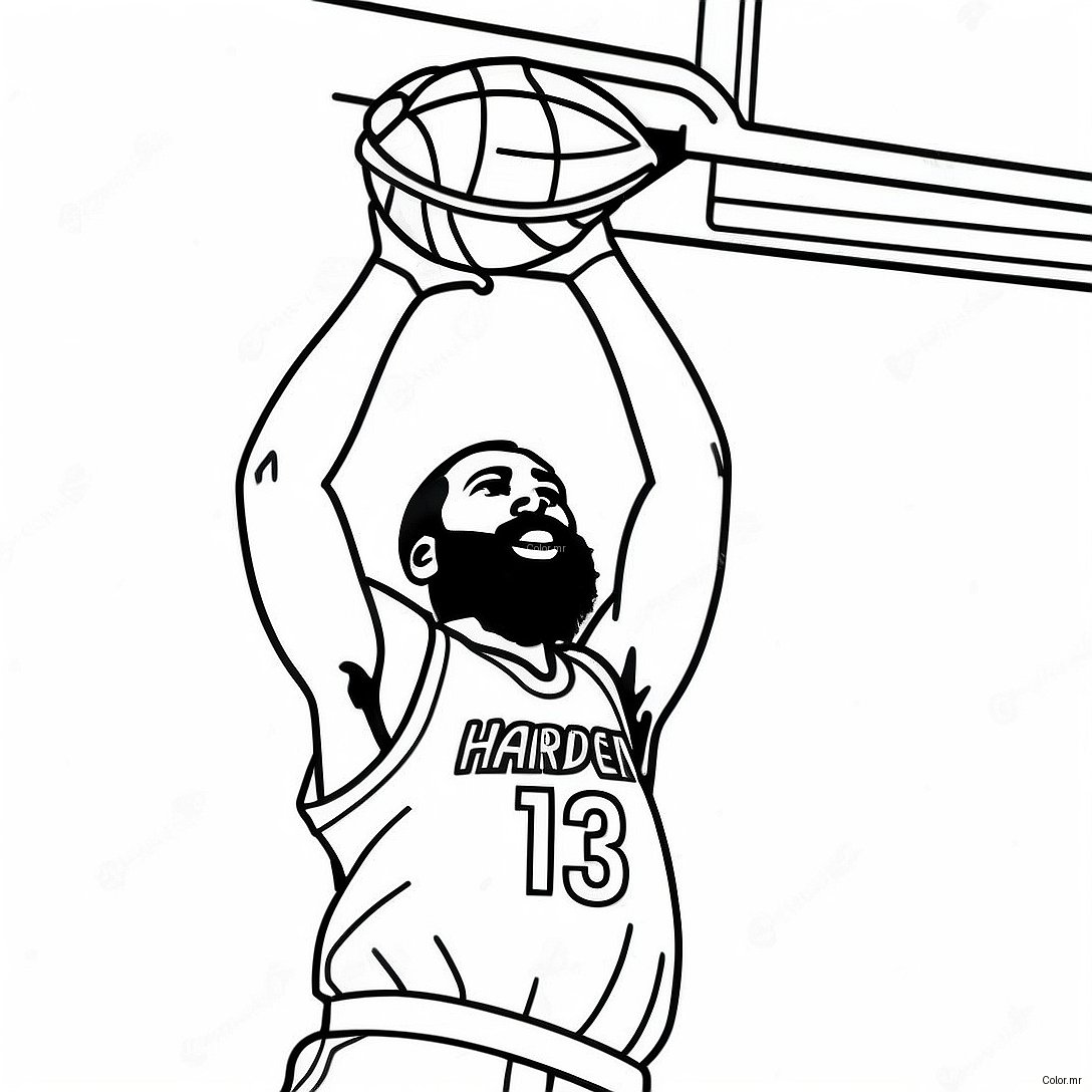 James Harden Dunking Basketball Coloring Page 53899 44920