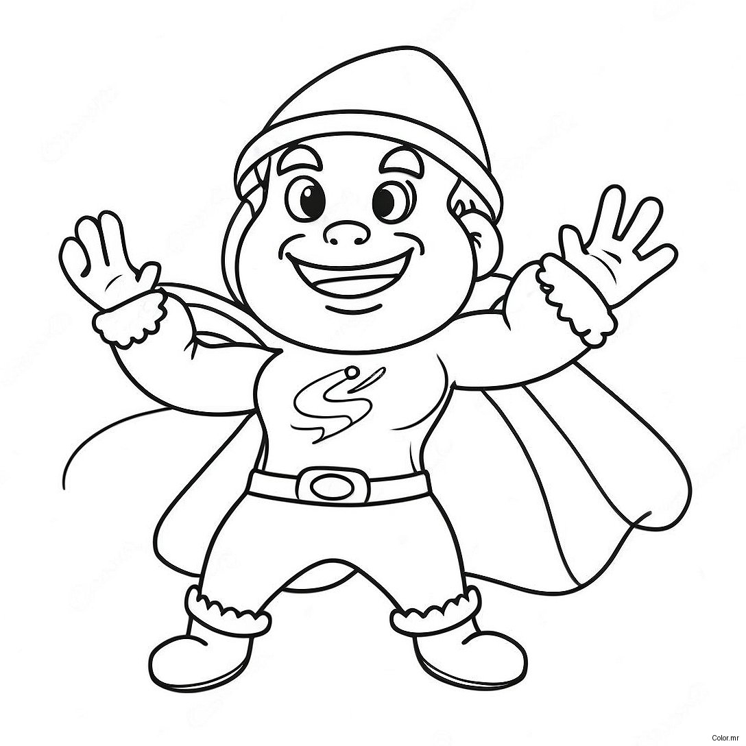 Jolly Superhero With Santa Hat Coloring Page 59717 49574