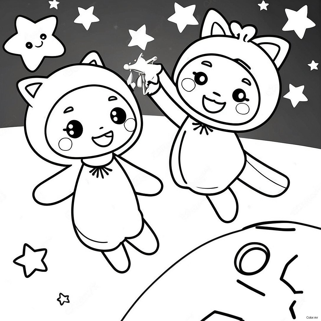 Kiki And Lala Flying Through The Stars Coloring Page 5153 4133