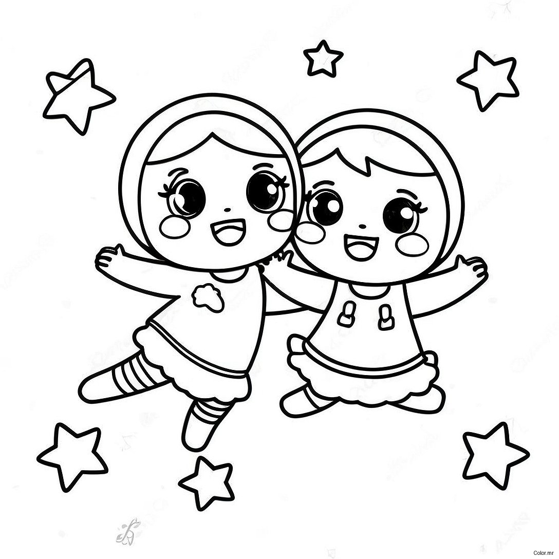 Kiki And Lala Flying Through The Stars Coloring Page 5153 4134