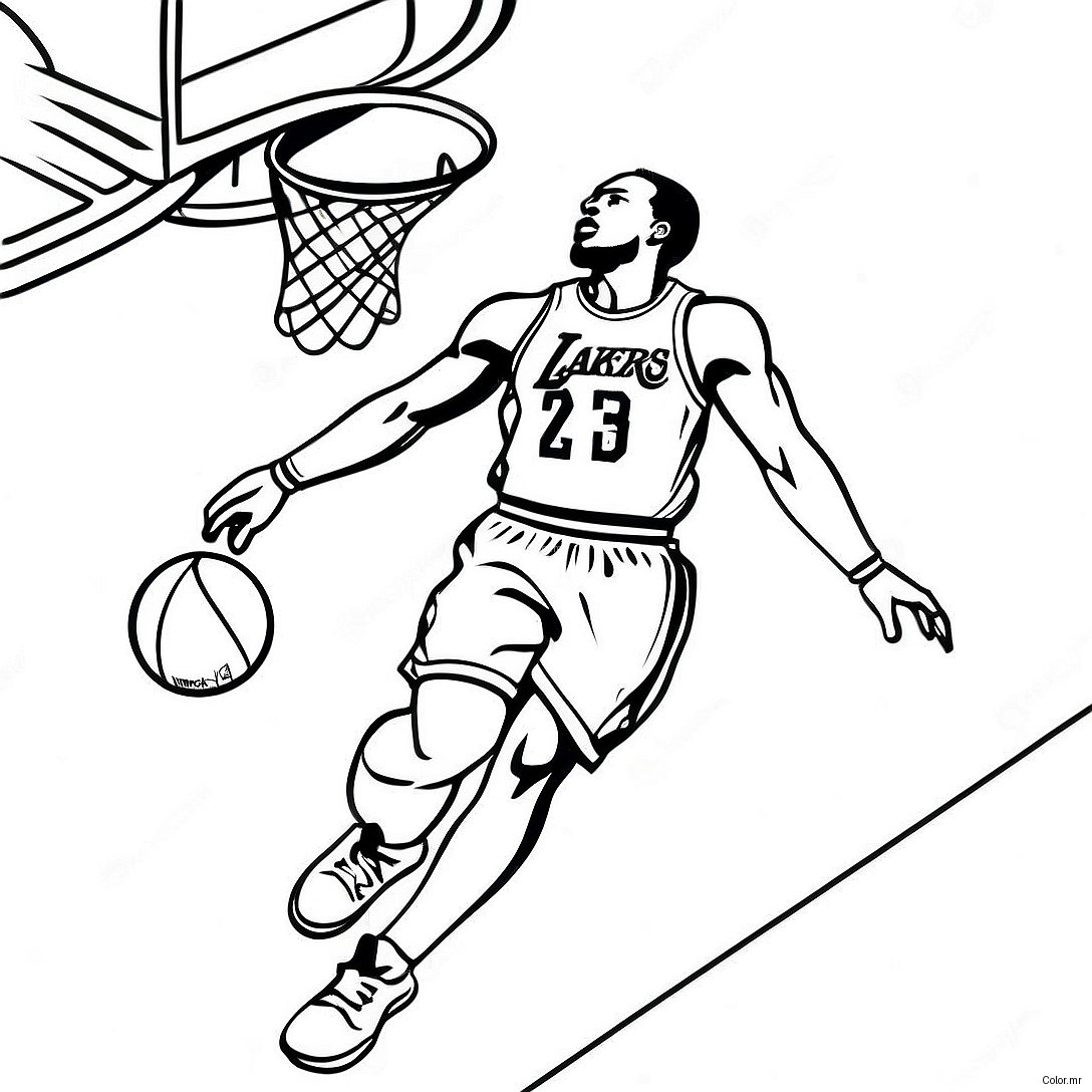 Lakers Basketball Player Dunking Coloring Page 25957 23839