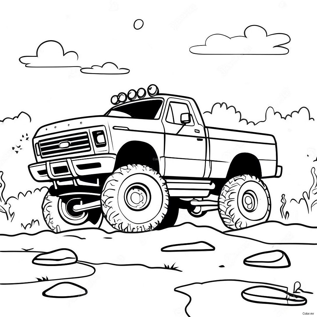 Lifted Ford Truck In Muddy Terrain Coloring Page 19909 18580