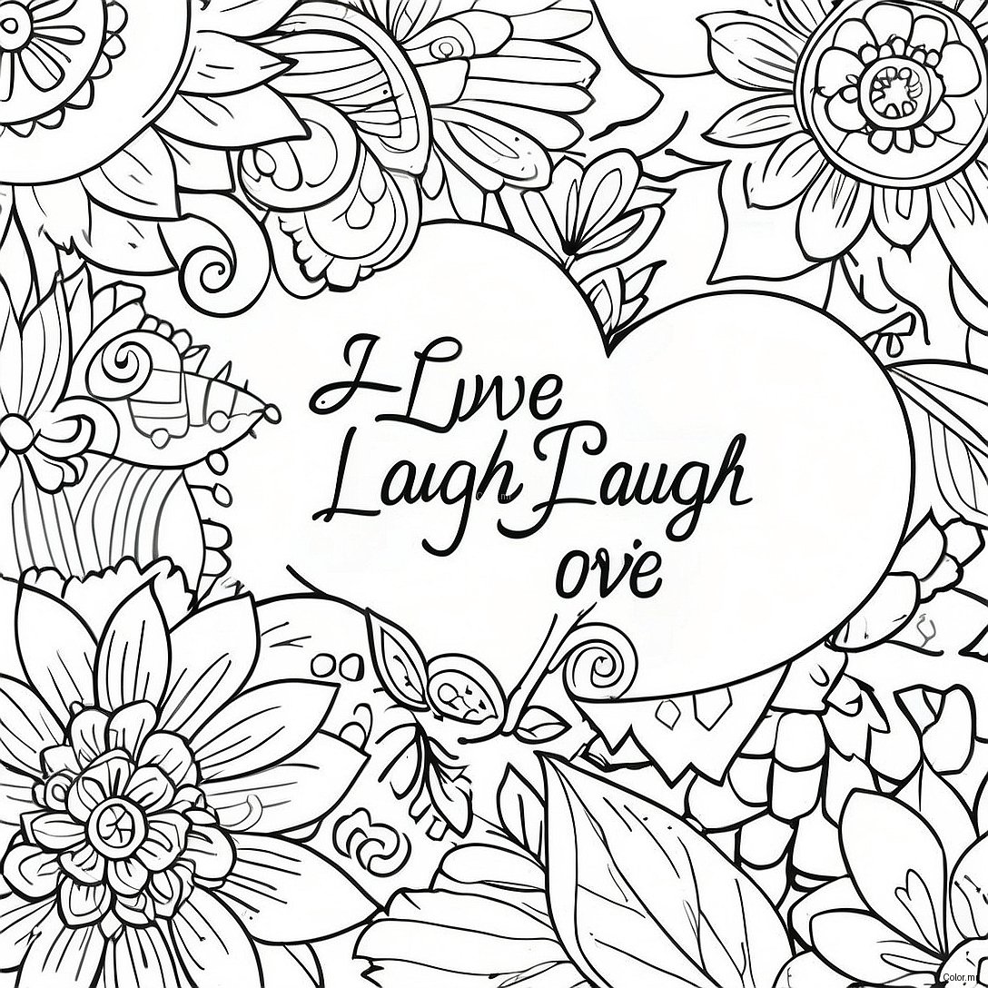 Live Laugh Love Inspirational Quote Coloring Page 60836 50457