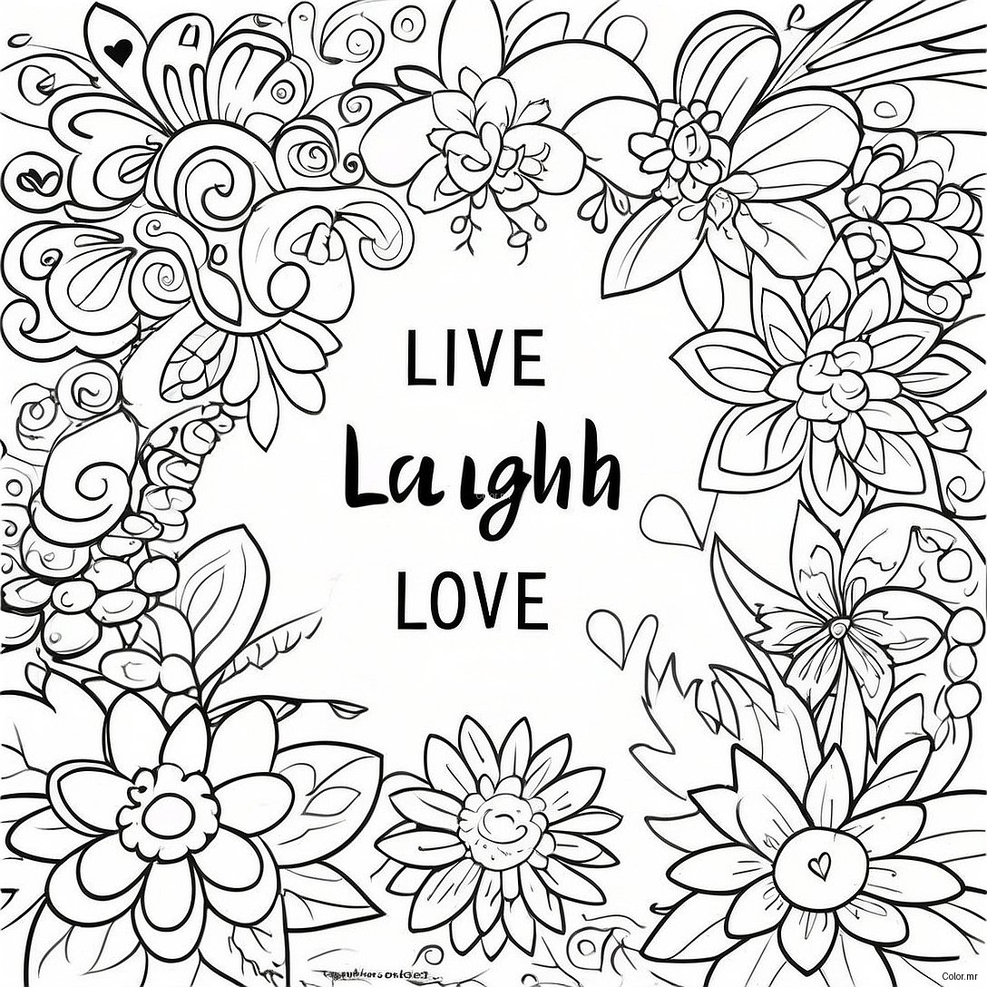 Live Laugh Love Inspirational Quote Coloring Page 60836 50460