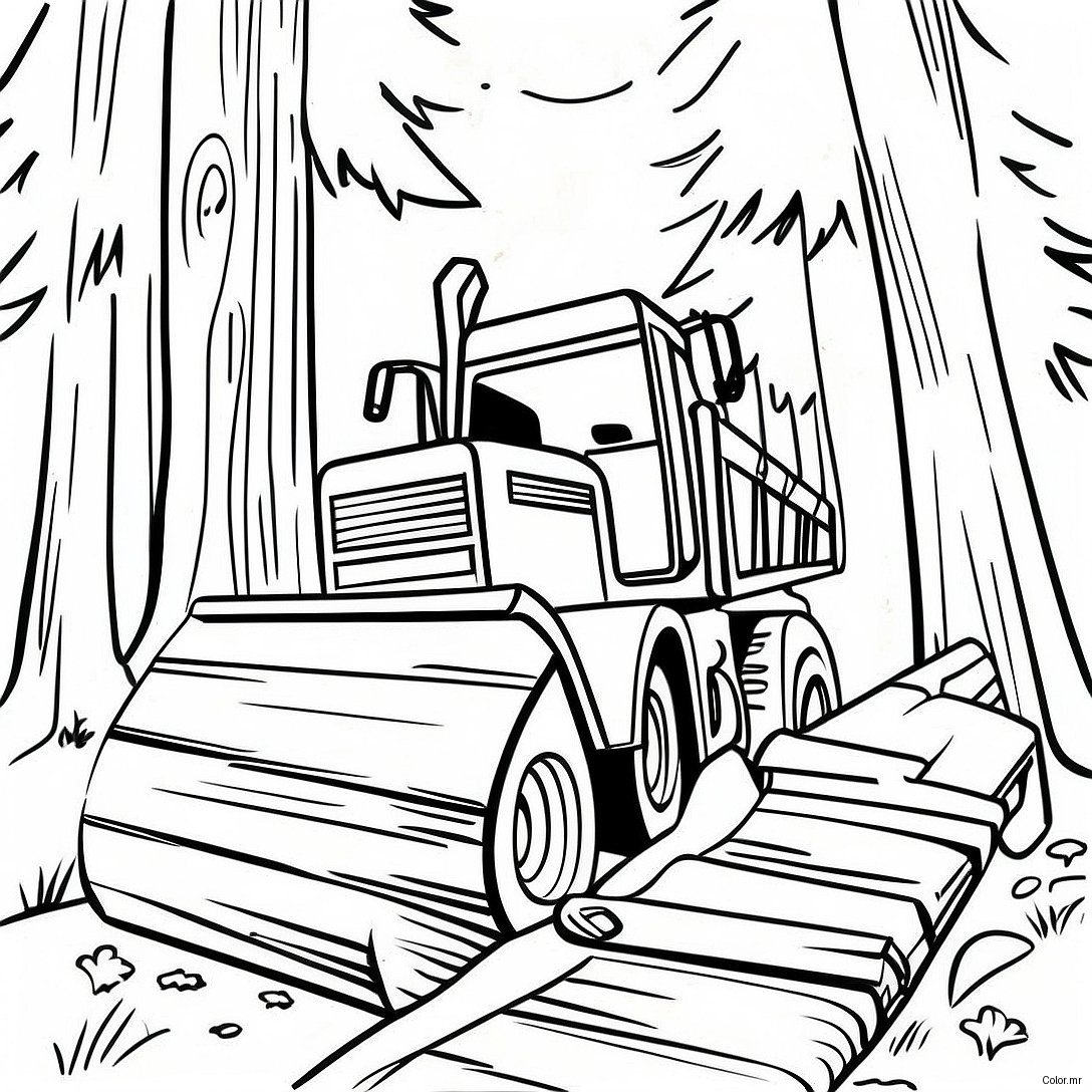 Logging Scene With Tall Trees Coloring Page 47123 39205