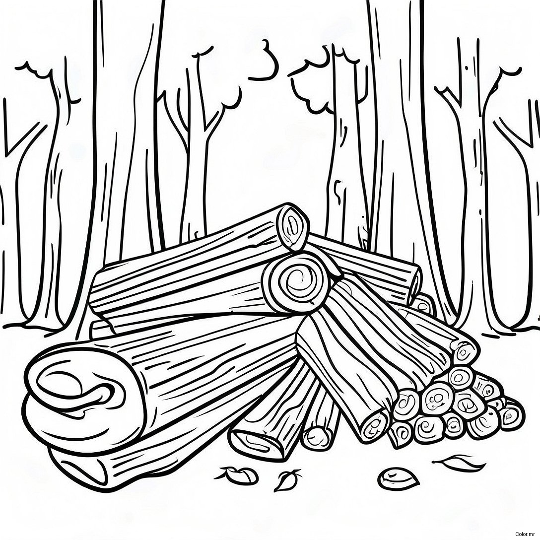 Logging Scene With Tall Trees Coloring Page 47123 39207