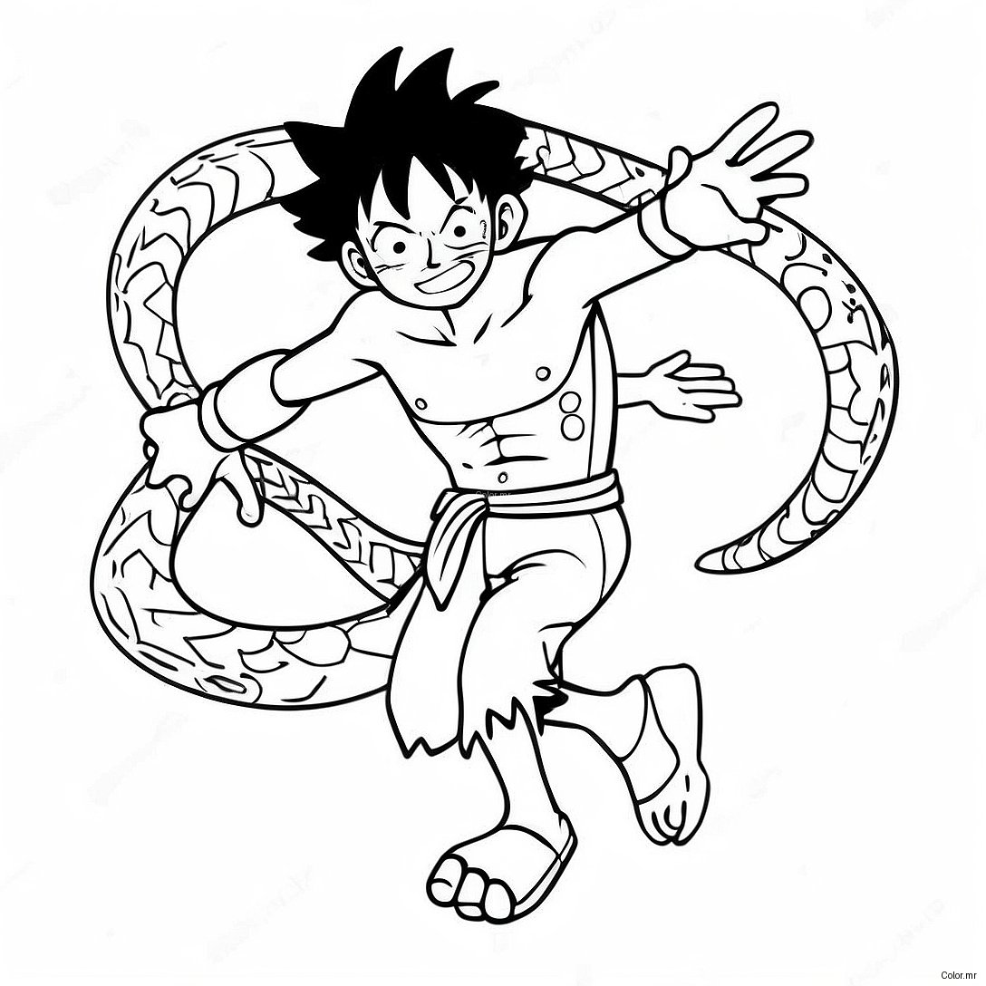 Luffy In Dynamic Snakeman Pose Coloring Page 52627 43773