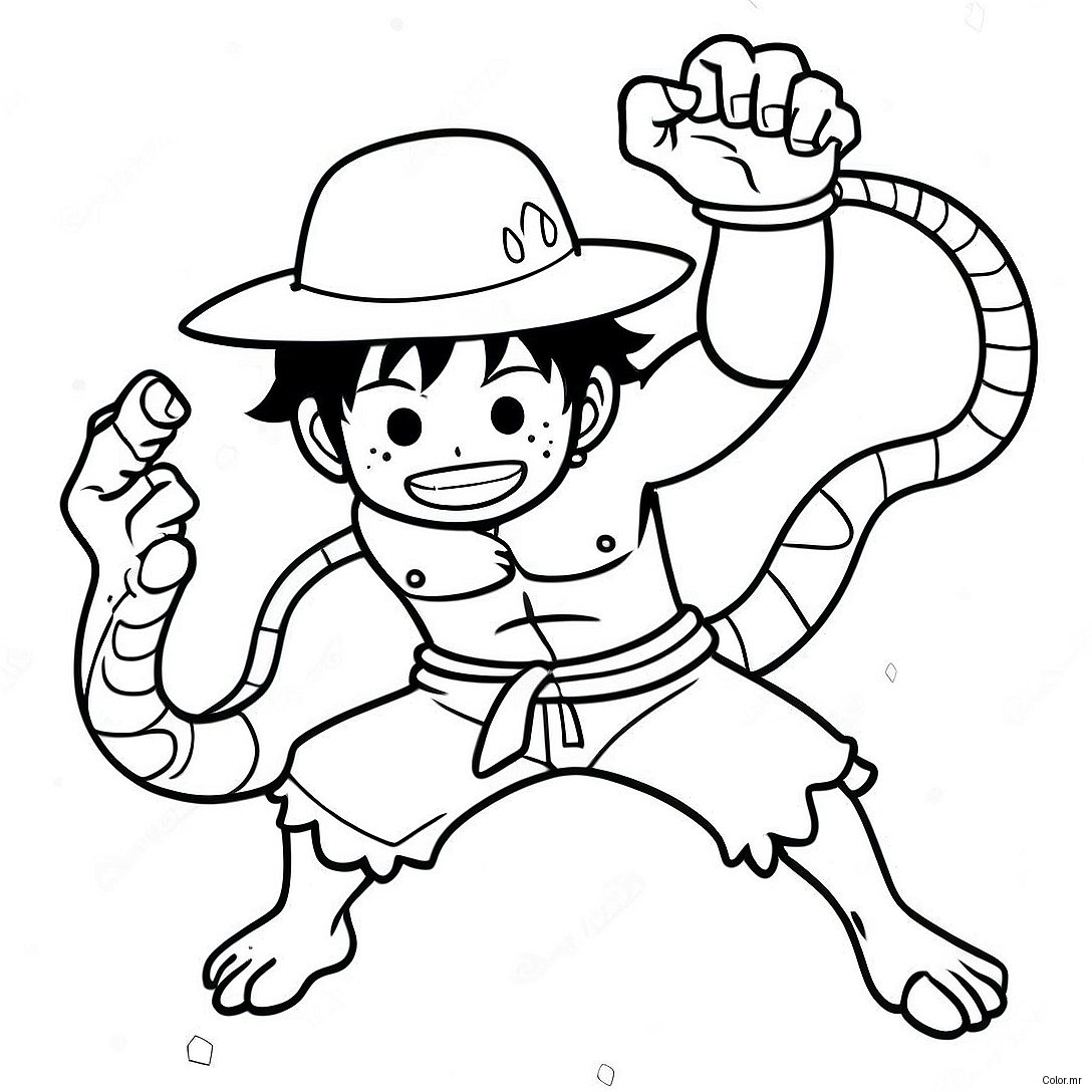 Luffy In Dynamic Snakeman Pose Coloring Page 52627 43775