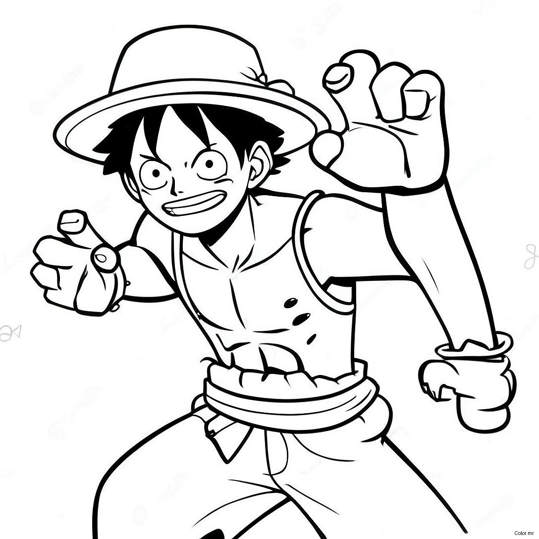 Luffy In Dynamic Snakeman Pose Coloring Page 52627 43776