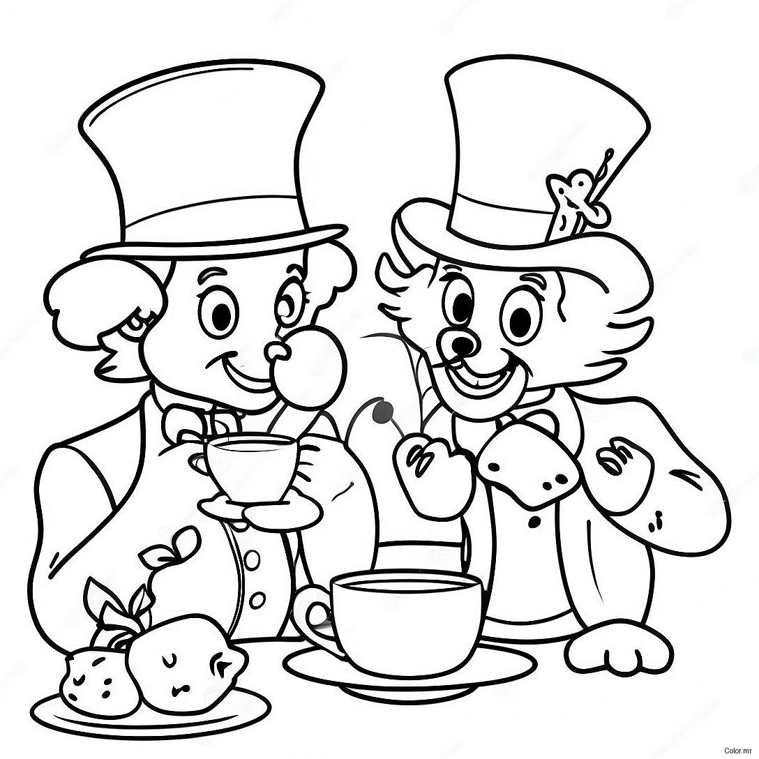 Mad Hatter S Whimsical Tea Party Coloring Page 31269 28012