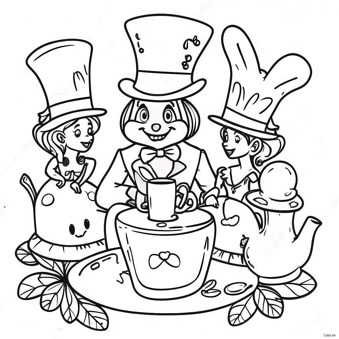 Mad Hatter S Whimsical Tea Party Coloring Page 48215 40081