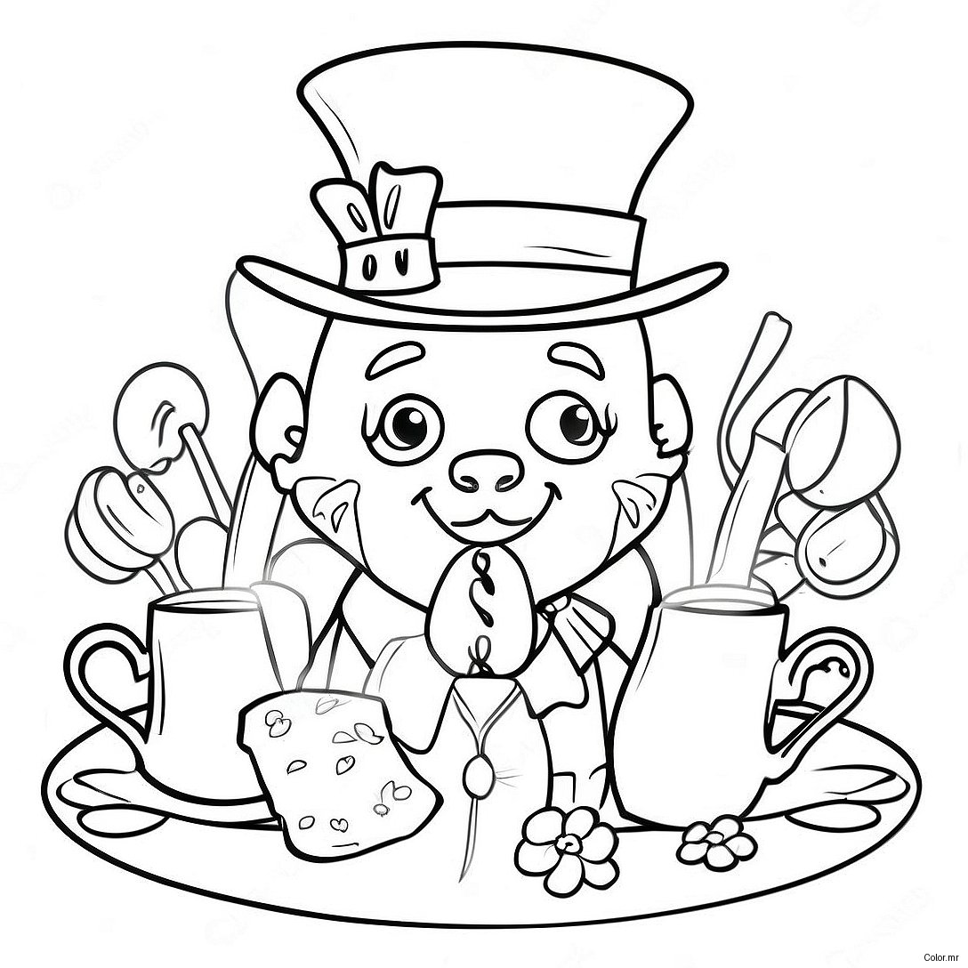 Mad Hatter S Whimsical Tea Party Coloring Page 48215 40084