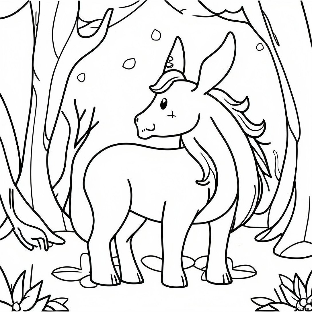 Magical Creatures In Enchanted Forest Coloring Page 44103 36687
