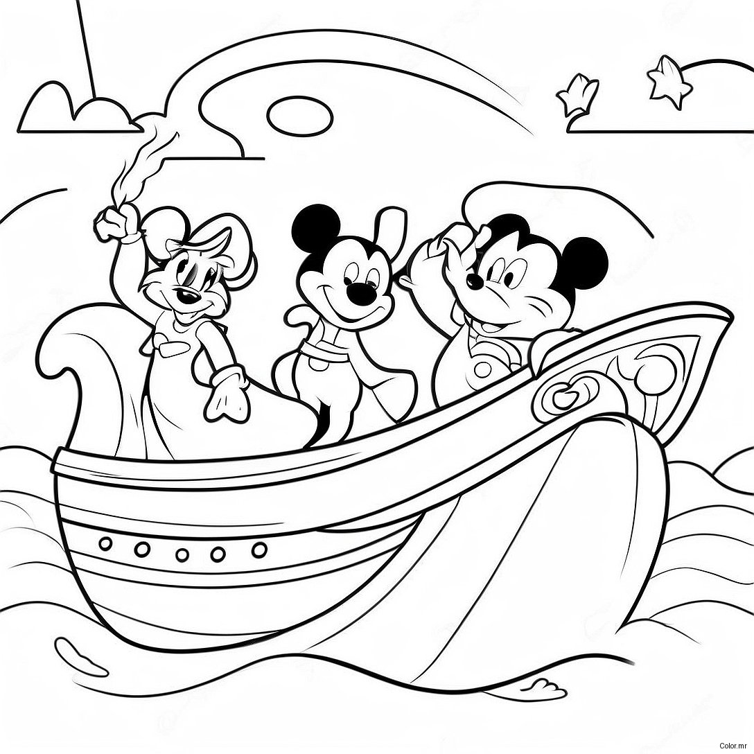 Magical Disney Characters On A Cruise Coloring Page 17194 14457