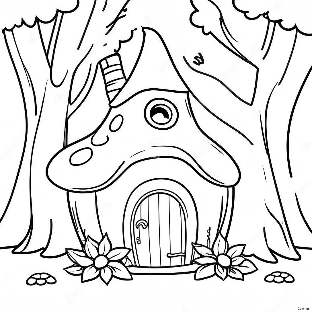 Magical Fairy House In The Enchanted Forest Coloring Page 16543 13940