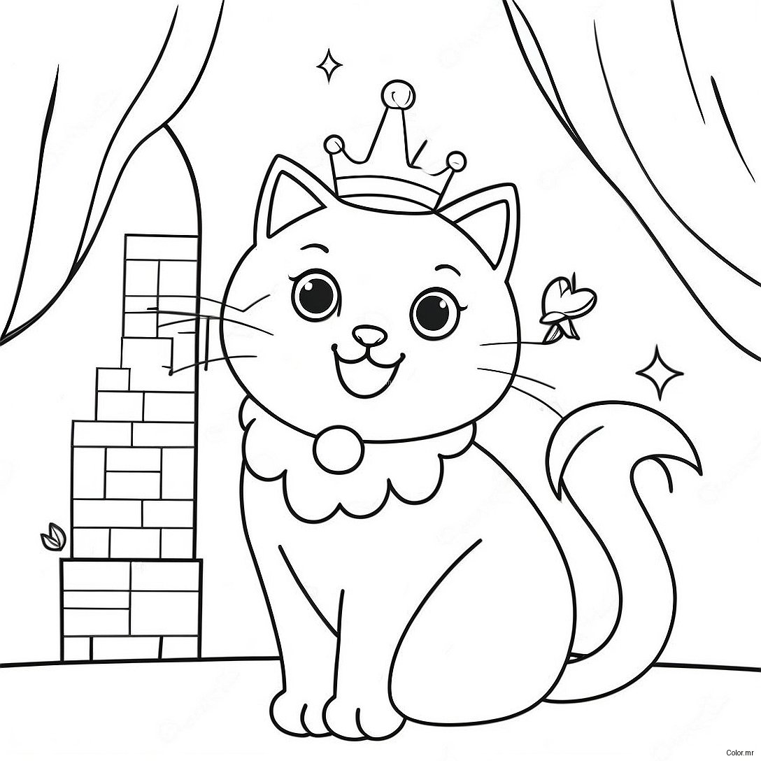 Magical Princess Cat In A Castle Coloring Page 41750 34633