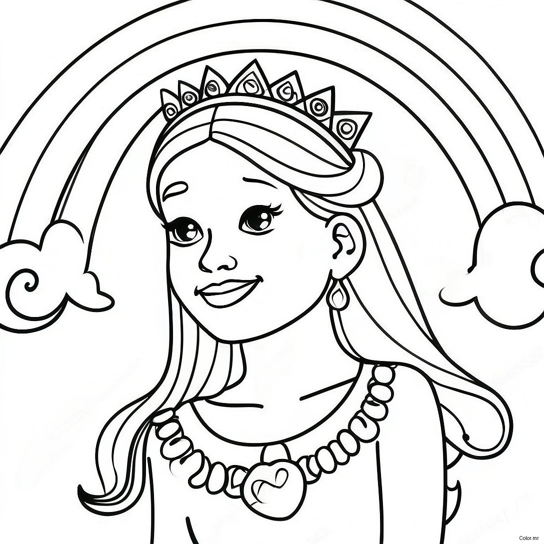 Magical Princess In A Colorful Rainbow Coloring Page 55162 45892