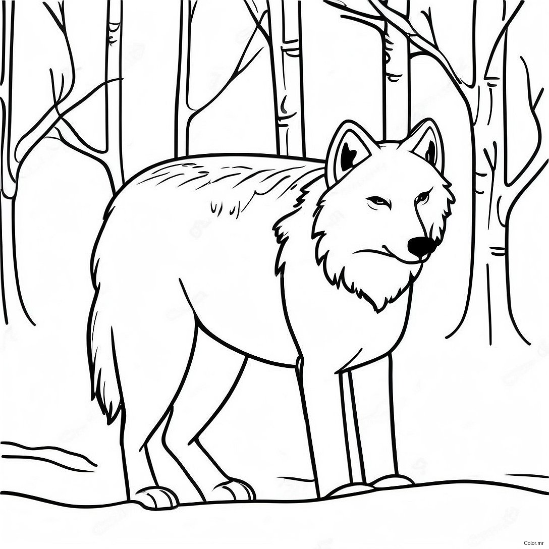 Majestic Arctic Wolf In Snowy Landscape Coloring Page 66401 54835