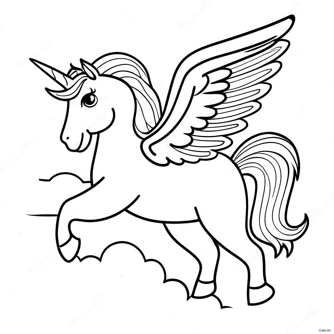 Majestic Pegasus Flying Over Clouds Coloring Page 2573 2101