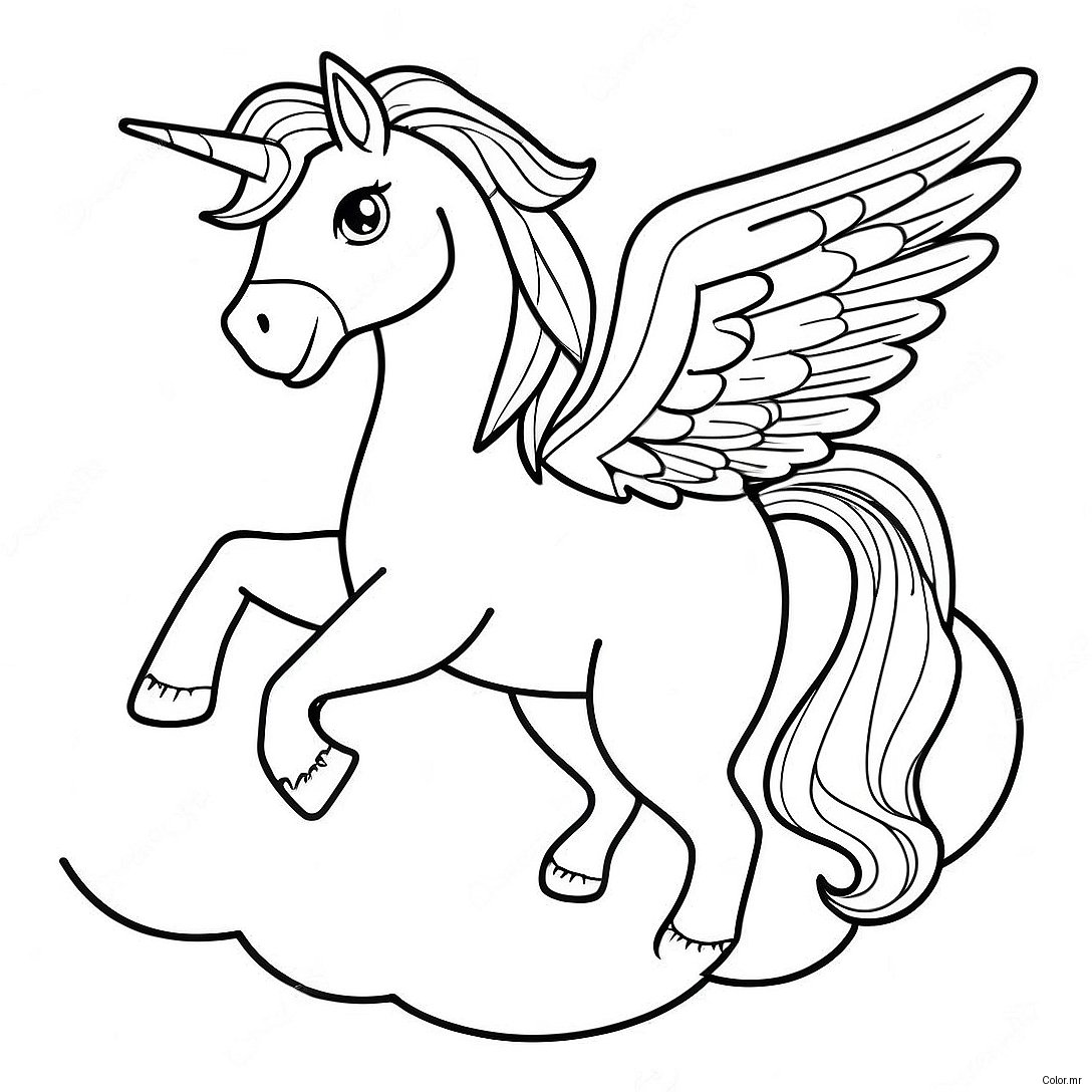 Majestic Pegasus Flying Over Clouds Coloring Page 2573 2102