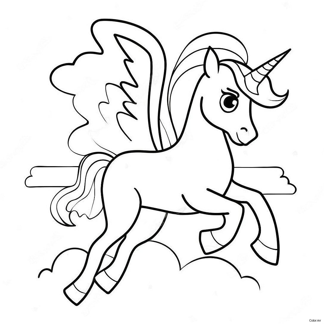 Majestic Pegasus Flying Over Clouds Coloring Page 2573 2103