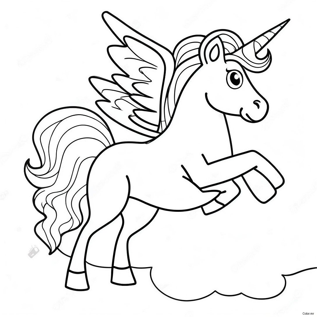 Majestic Pegasus Flying Over Clouds Coloring Page 2573 2104