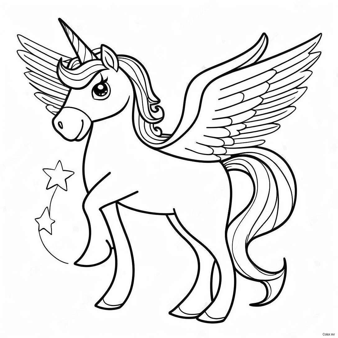 Majestic Unicorn With Sparkling Wings Coloring Page 11558 9472