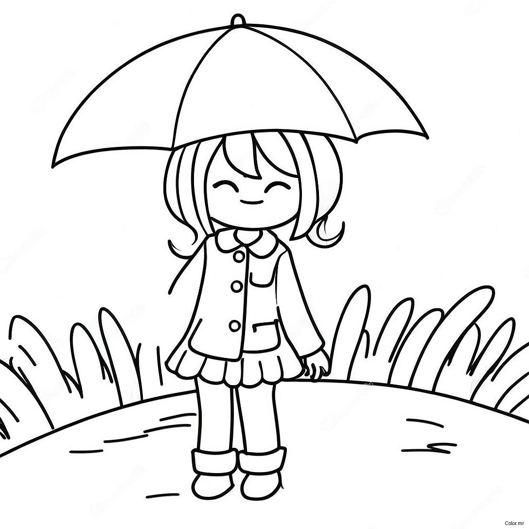 Melancholic Anime Girl With Umbrella Coloring Page 44343 36873