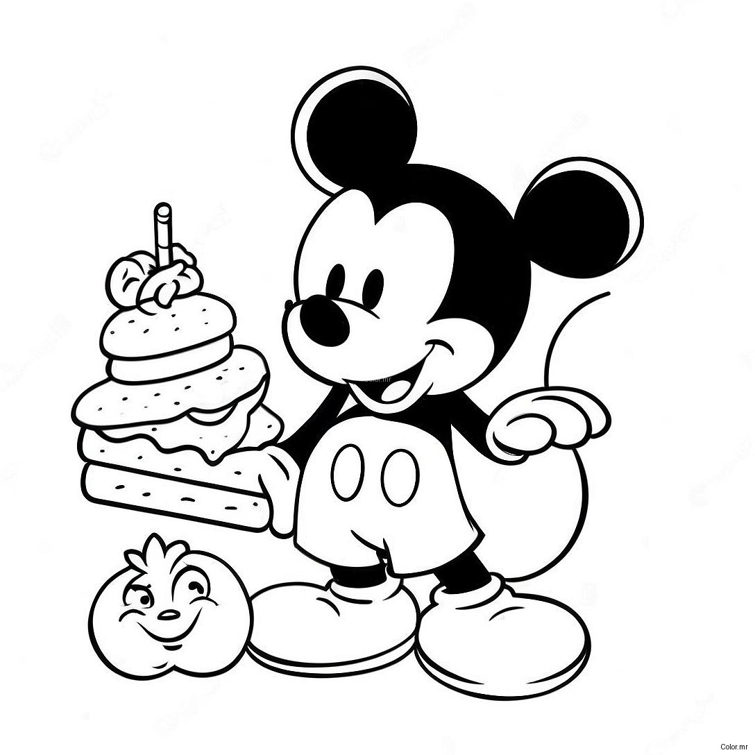 Mickey Mouse With Delicious Snacks Coloring Page 62939 52110